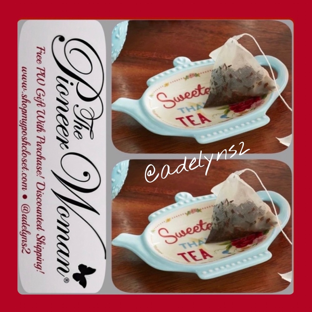 🌺 New Pioneer Woman Sweet Rose Tea Bag Holders, Set of 2, Red and Blue - Picture 4 of 11